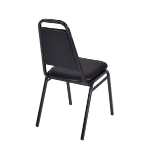 Restaurant Stacking Chair, Black Vinyl Upholstery