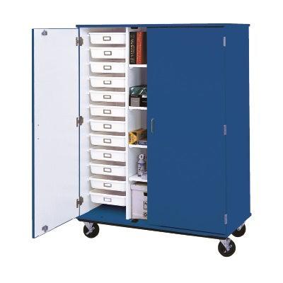 Tray And Shelf Combo Mobile Storage Cabinet, Lockable