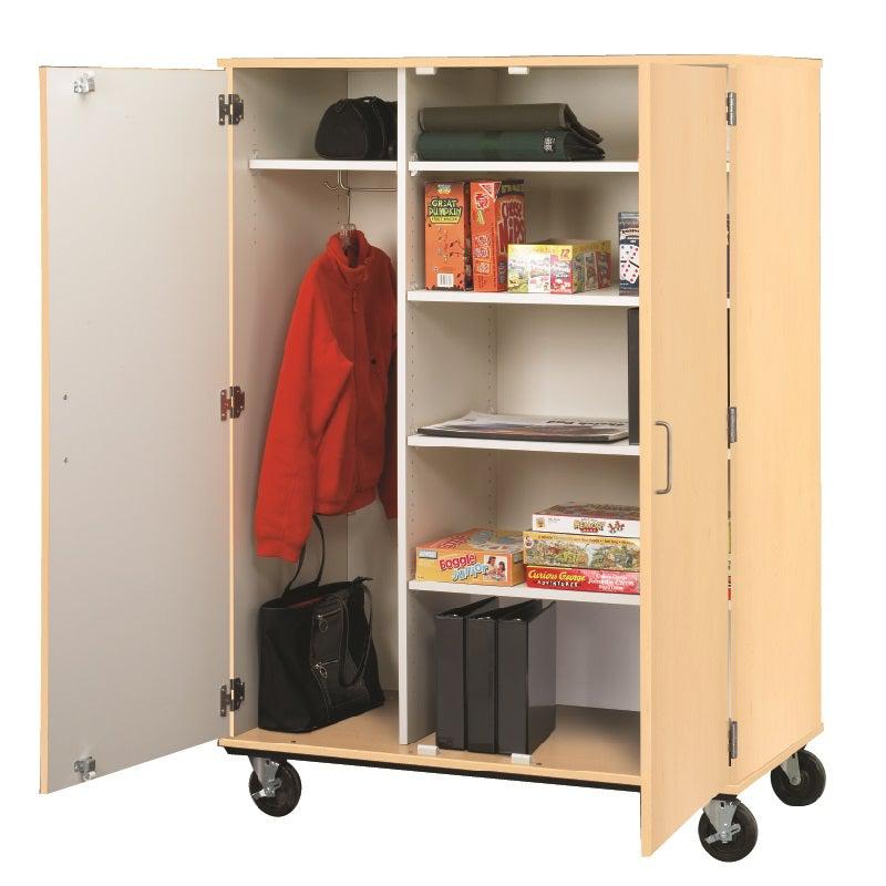 Wardrobe And Shelf Combo Mobile Storage Cabinet, Lockable