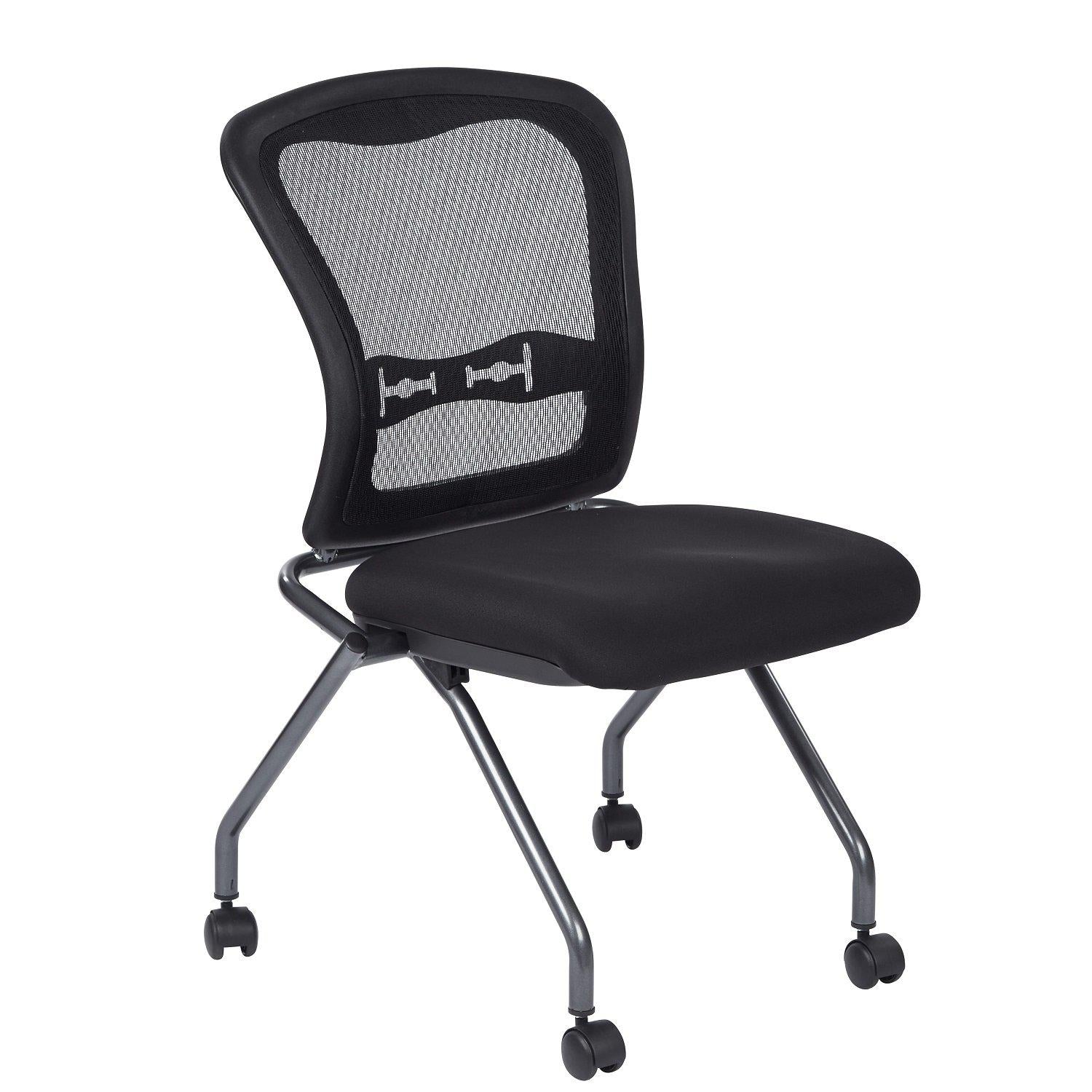 Deluxe ProGrid® Mesh Back Folding/Nesting Chair with Casters