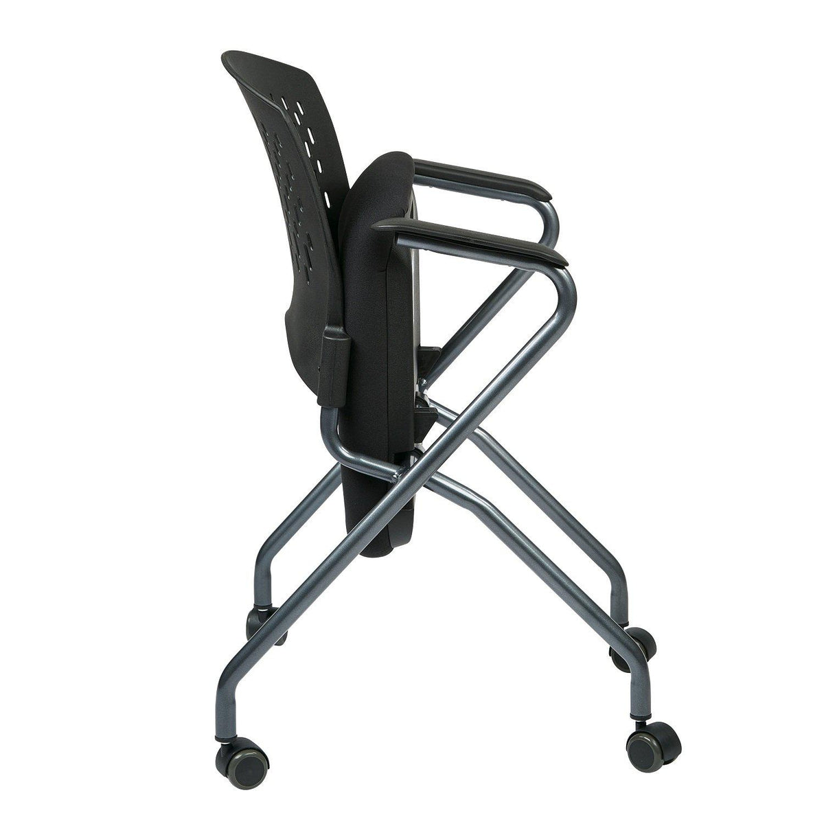 Deluxe Folding/Nesting Arm Chair with Ventilated Plastic Back