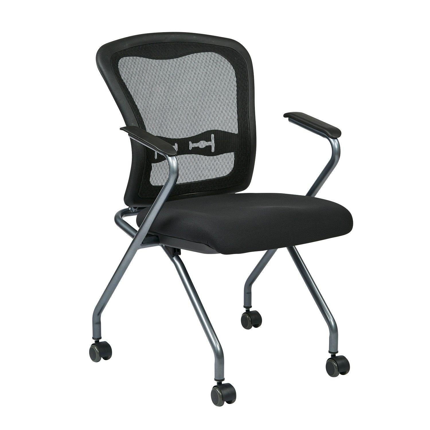 Deluxe ProGrid® Mesh Back Folding/Nesting Arm Chair with Casters