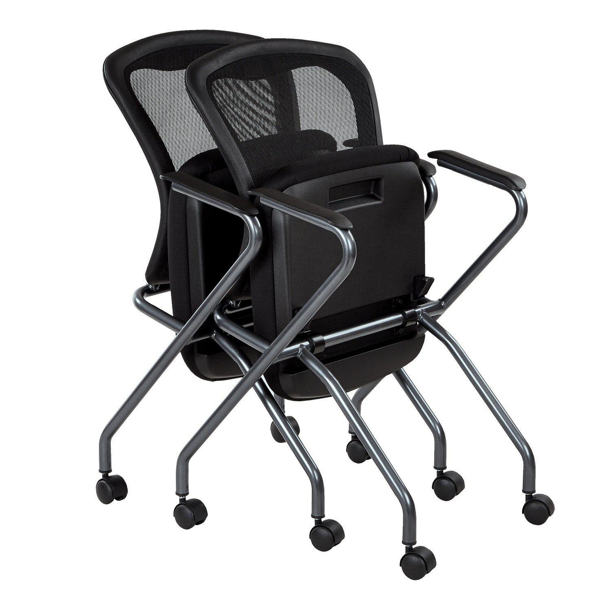 Deluxe ProGrid® Mesh Back Folding/Nesting Arm Chair with Casters