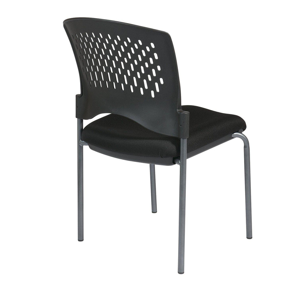 Titanium Finish Armless Stacking Visitor's Chair with Ventilated Plastic Wrap Around Back