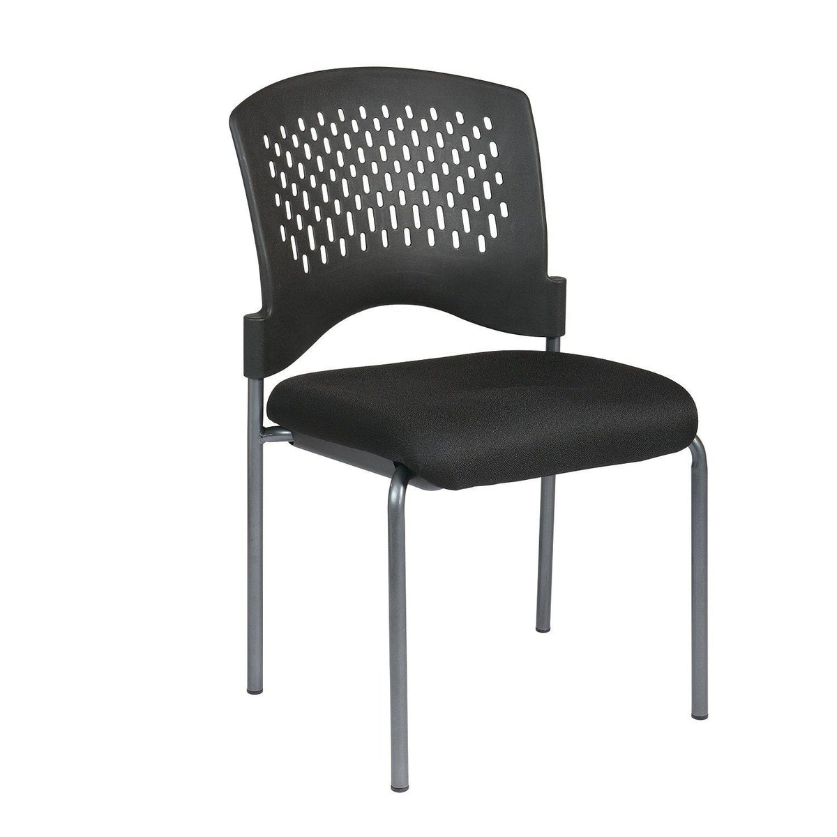 Titanium Finish Armless Stacking Visitor's Chair with Ventilated Plastic Wrap Around Back