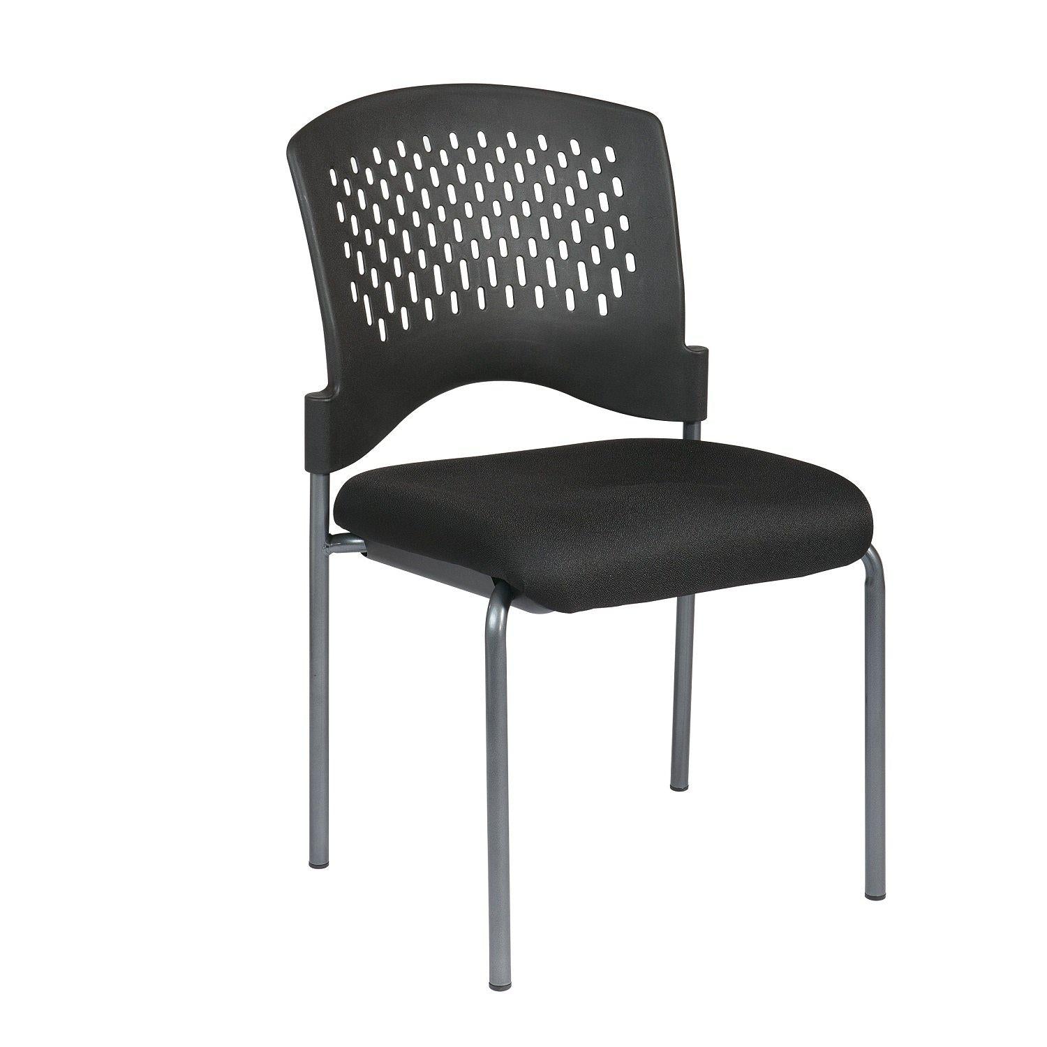 Titanium Finish Armless Stacking Visitor's Chair with Ventilated Plastic Wrap Around Back