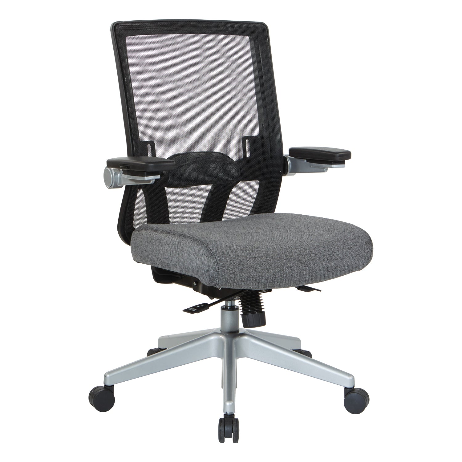 Breathable Mesh Back Manager's Chair with 4" Thick Padded Seat, Height Adjustable Lumbar Support, 3-Way Padded Cantilever Adjustable Flip Arms, Seat Slider and Silver Nylon Base