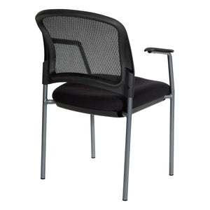 ProGrid® Mesh Back Titanium Finish Stacking Visitor's Chair with Arms