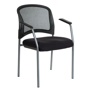 ProGrid® Mesh Back Titanium Finish Stacking Visitor's Chair with Arms