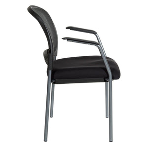 ProGrid® Mesh Back Titanium Finish Stacking Visitor's Chair with Arms