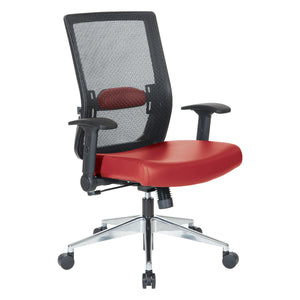 Black Matrix Back Manager's Chair with Antimicrobial Upholstered Seat, Height Adjustable Lumbar Support, Adjustable Flip Arms and Polished Aluminum Back Support and Base