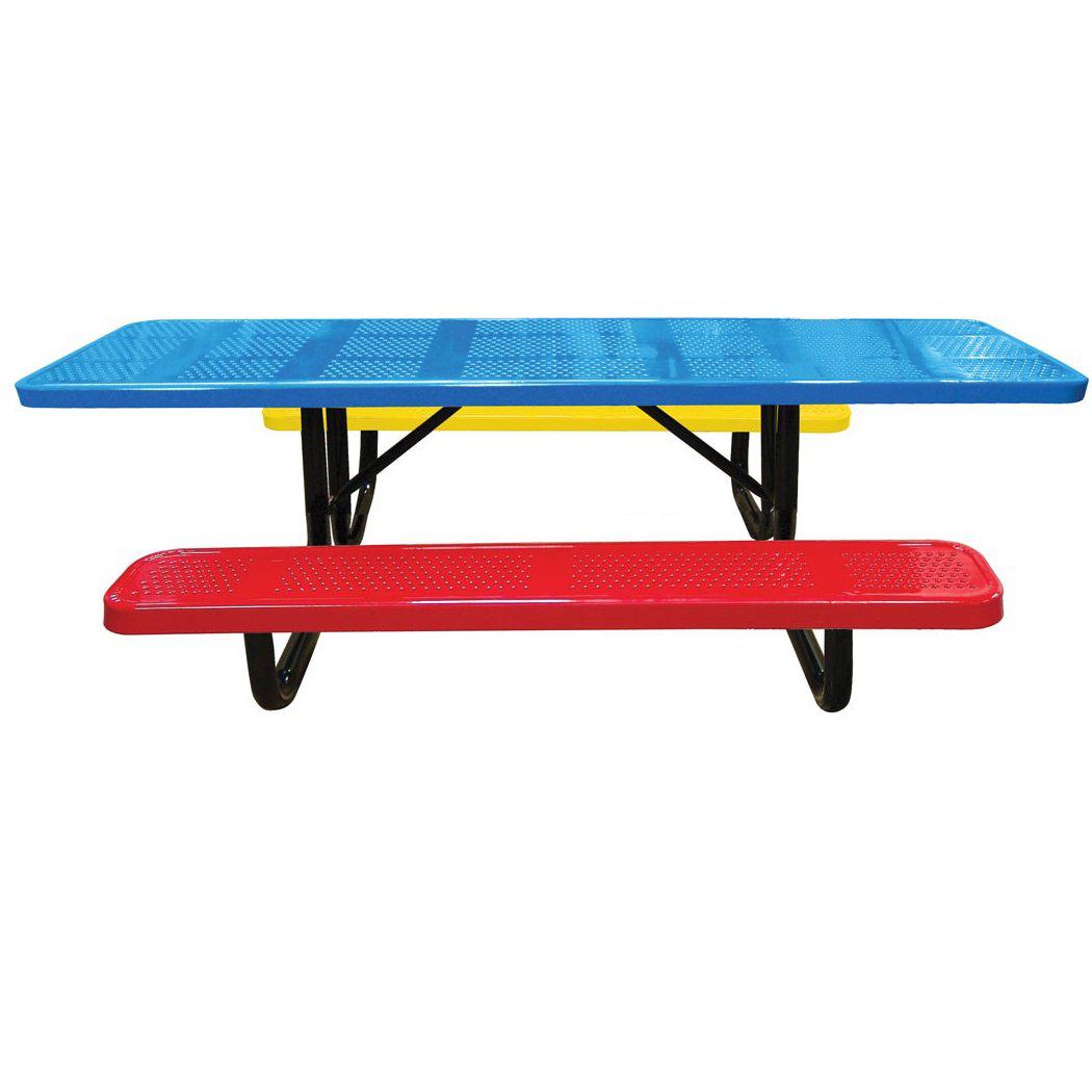 8’ Children's ADA Perforated Metal Portable Picnic Table, 6’ Seats