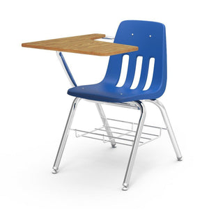 9000 Series Chair Desk with Tablet Arm Top-Desks-Cobalt Blue-Medium Oak-