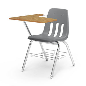 9000 Series Chair Desk with Tablet Arm Top-Desks-Graphite-Medium Oak-