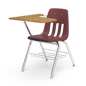 9000 Series Chair Desk with Tablet Arm Top-Desks-Wine-Medium Oak-