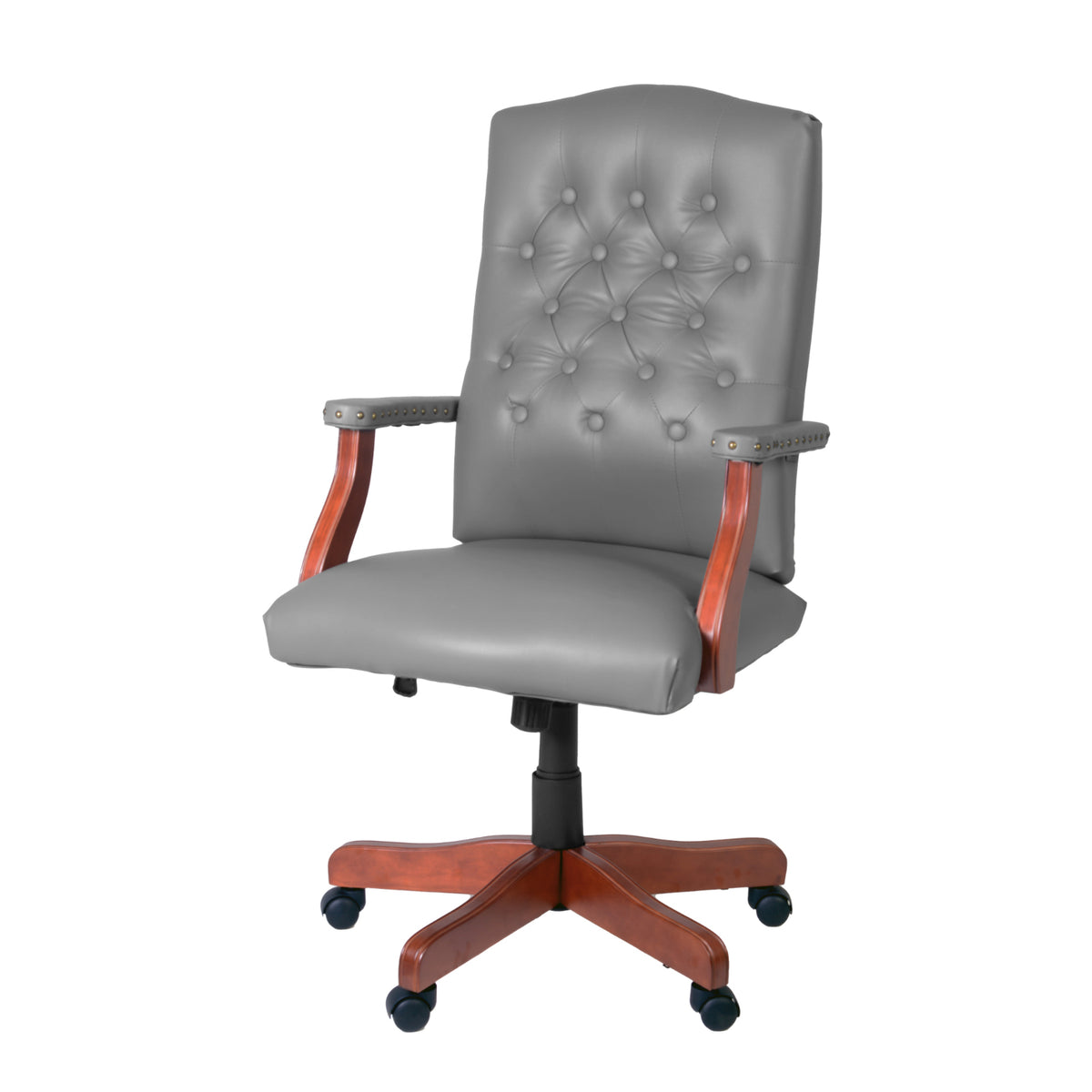 Ivy League Swivel Chair with Grey Vinyl Upholstery