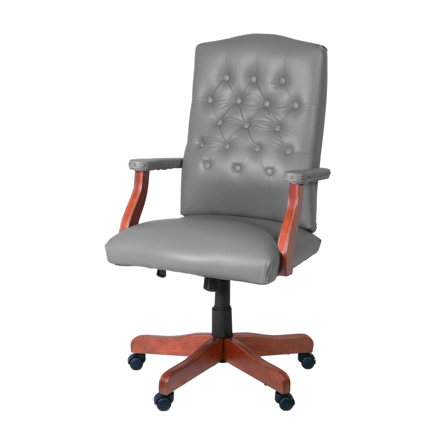 Ivy League Swivel Chair with Grey Vinyl Upholstery