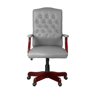 Ivy League Swivel Chair with Grey Vinyl Upholstery