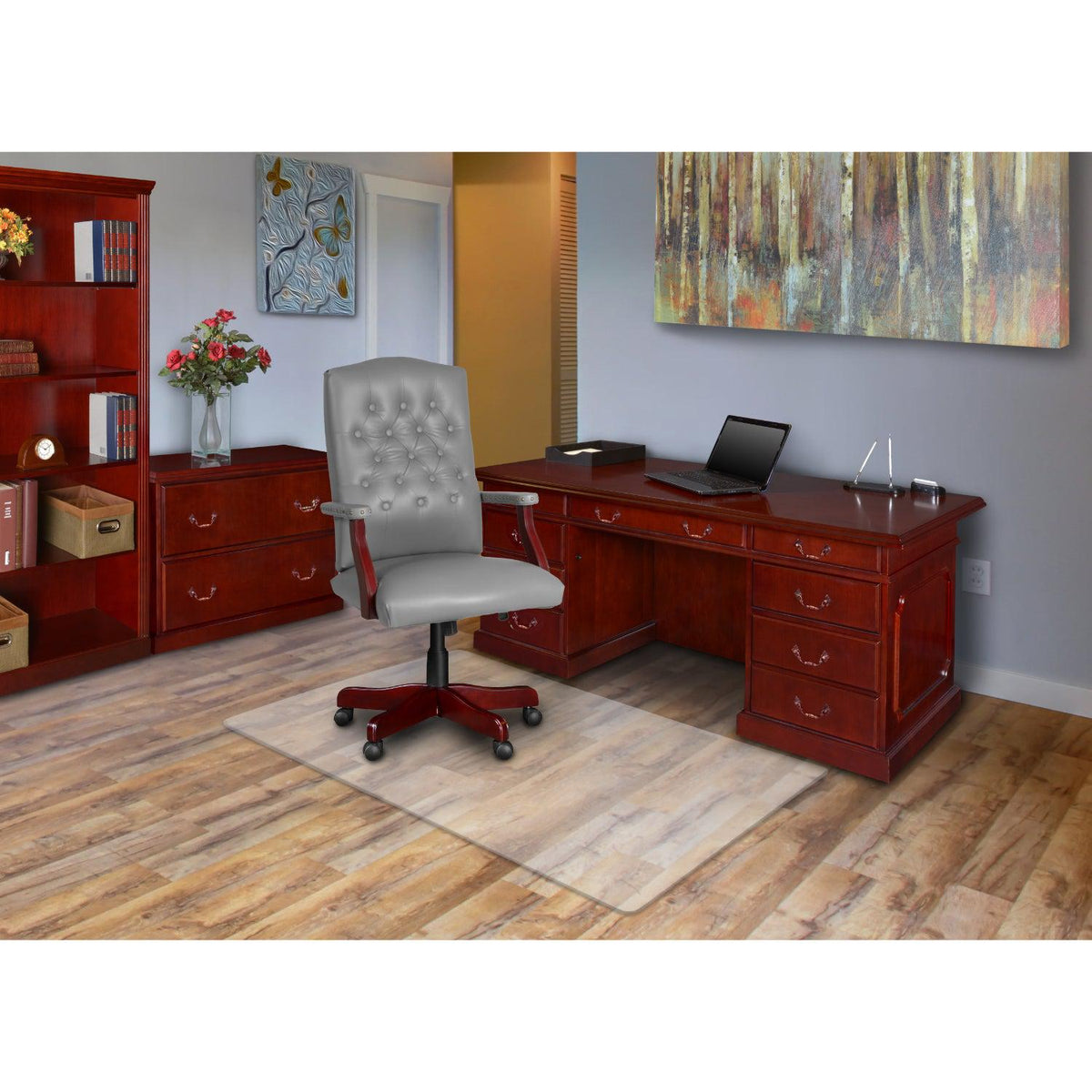 Ivy League Swivel Chair with Grey Vinyl Upholstery