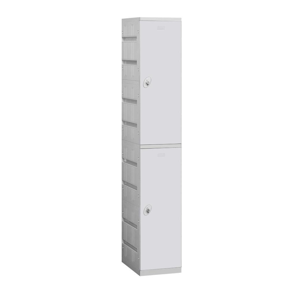 12" Wide Double Tier ABS Plastic Locker, 1 Wide, 6 Feet High, 18 Inches Deep, Gray, Assembled