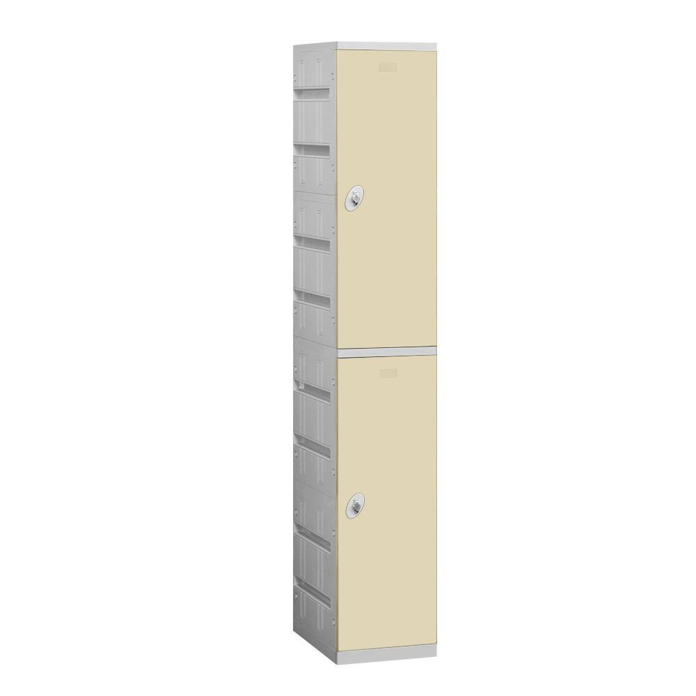 12" Wide Double Tier ABS Plastic Locker, 1 Wide, 6 Feet High, 18 Inches Deep, Tan, Assembled