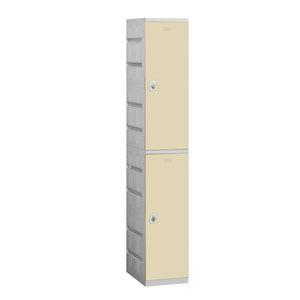 12" Wide Double Tier ABS Plastic Locker, 1 Wide, 6 Feet High, 18 Inches Deep, Tan, Assembled