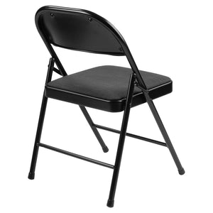 Commercialine 900 Series Fabric Padded Steel Folding Chair, Star Trail Black Fabric with Black Frame