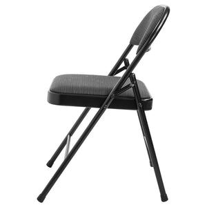 Commercialine 900 Series Fabric Padded Steel Folding Chair, Star Trail Black Fabric with Black Frame