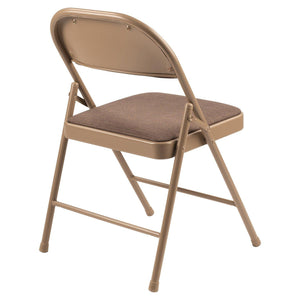 Commercialine 900 Series Fabric Padded Steel Folding Chair, Star Trail Brown Fabric with Brown Frame