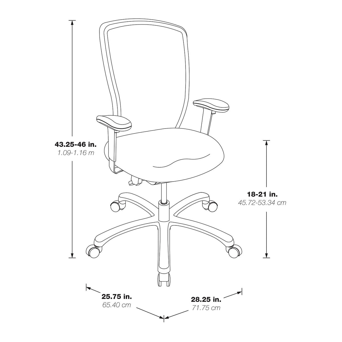 ProGrid® High Back Managers Chair with Coal Free Flex Fabric Seat, 3-Way Adjustable Arms and Seat Slider