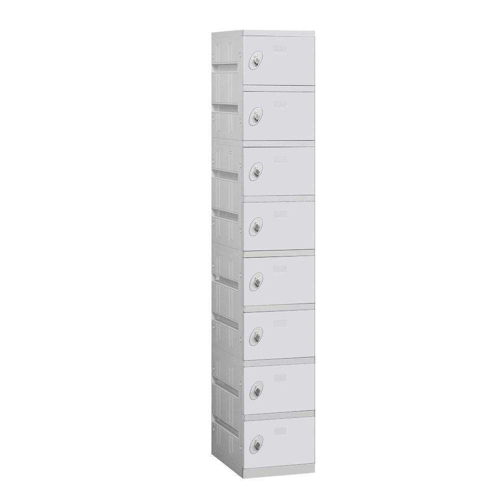 12" Wide Eight Tier ABS Plastic Locker, 1 Wide, 6 Feet High, 18 Inches Deep, Gray, Assembled