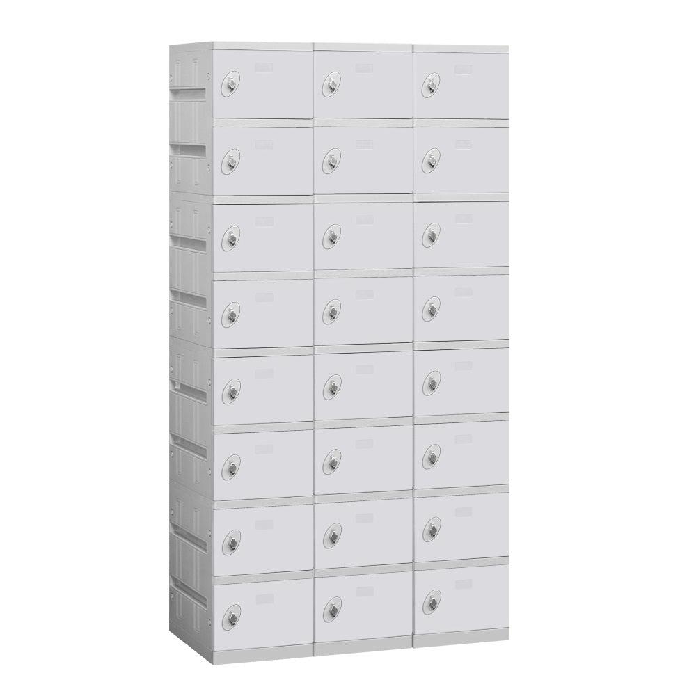 12" Wide Eight Tier ABS Plastic Locker, 3 Wide, 6 Feet High, 18 Inches Deep, Gray, Assembled