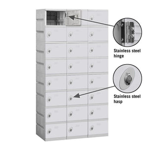 12" Wide Eight Tier ABS Plastic Locker, 3 Wide, 6 Feet High, 18 Inches Deep, Gray, Assembled