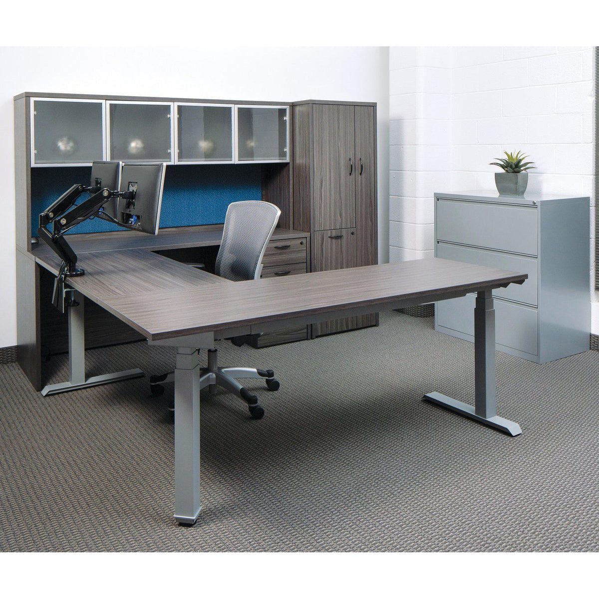 Ascend II 3-Stage Electric Height Adjustable L-Shape Tables