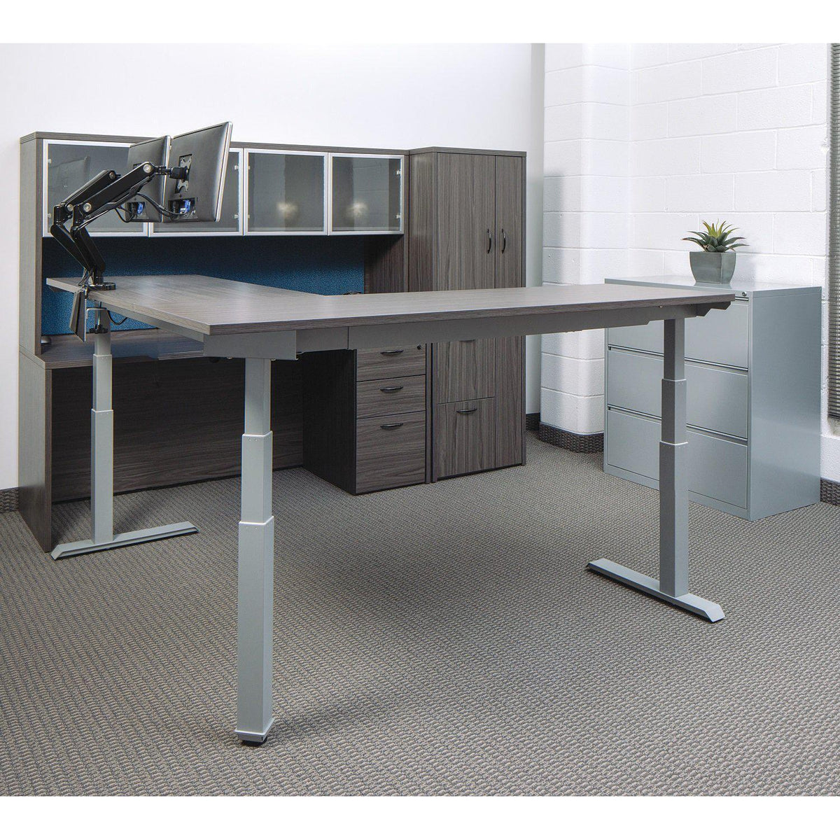 Ascend II 3-Stage Electric Height Adjustable L-Shape Tables