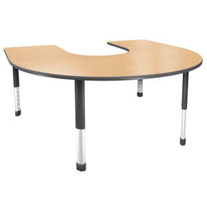 Aero Activity Table, 60" x 66" Horseshoe, Oval Adjustable Height Legs