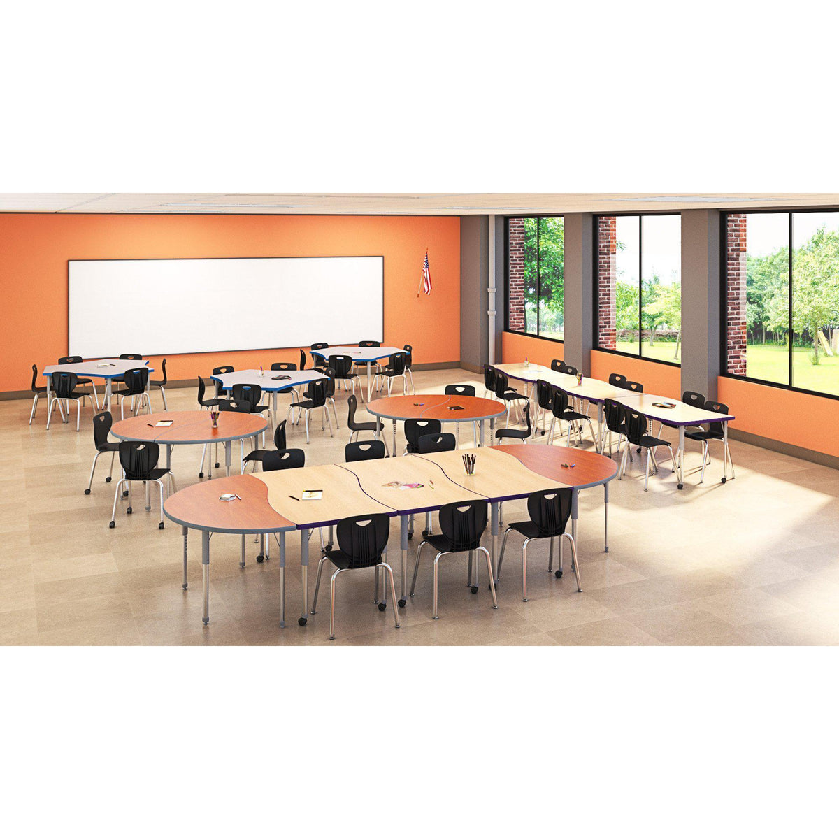 Aero Activity Table, 48" x 48" Square, Oval Adjustable Height Legs