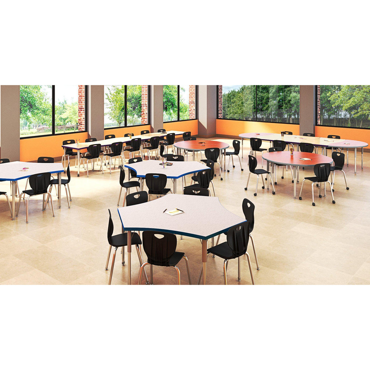 Aero Activity Table, 48" Half Round, Oval Adjustable Height Legs