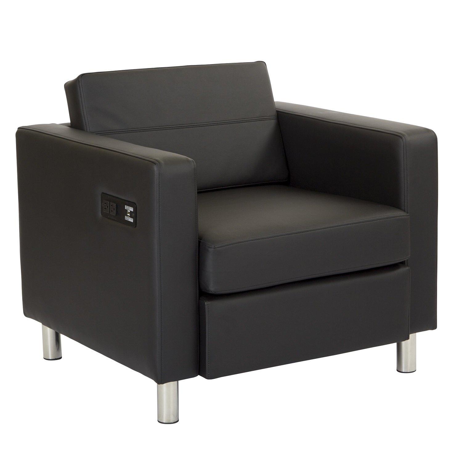 Atlantic Reception Seating Arm Chair with Charging Station, Silver Ion Technology Dillon Upholstery