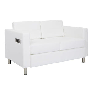 Atlantic Reception Seating Loveseat with Charging Station, Antimicrobial Vinyl Upholstery