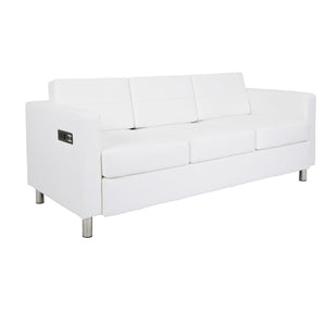 Atlantic Reception Seating Sofa with Charging Station, Antimicrobial Vinyl Upholstery