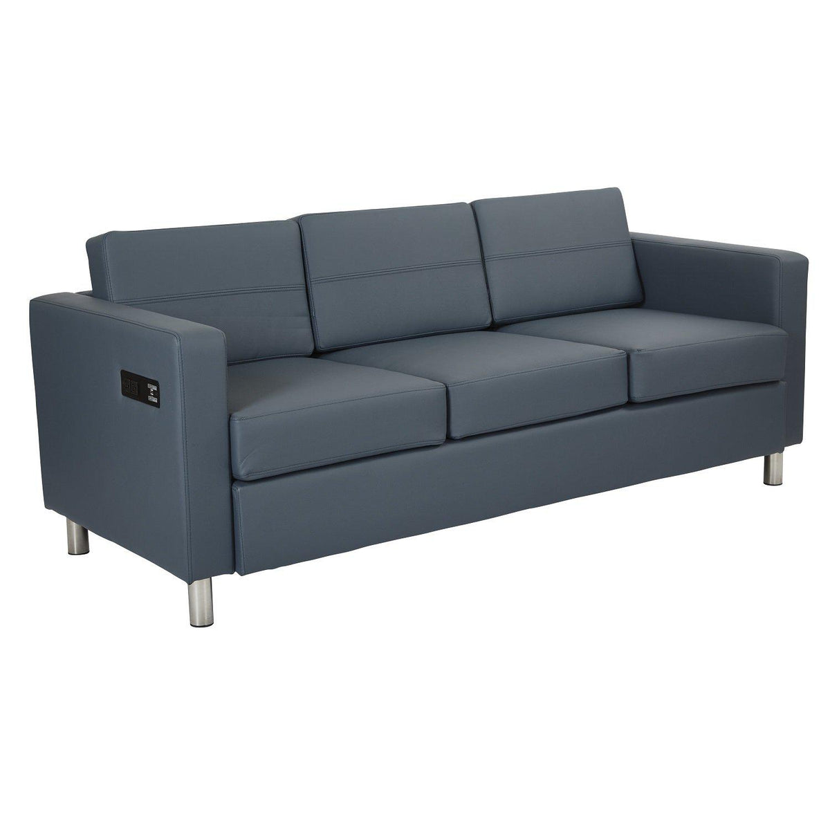 Atlantic Reception Seating Sofa with Charging Station, Antimicrobial Vinyl Upholstery
