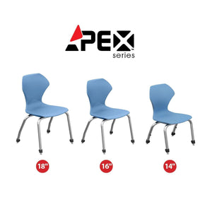 Apex White Dry Erase Classroom Desk and Chair Package, 8 Rectangle Collaborative Student Desks, 20" x 30", with 8 Apex Stack Chairs