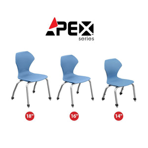 Apex Classroom Desk and Chair Package, 24 Small Trapezoid Collaborative Student Desks with 24 Apex Stack Chairs