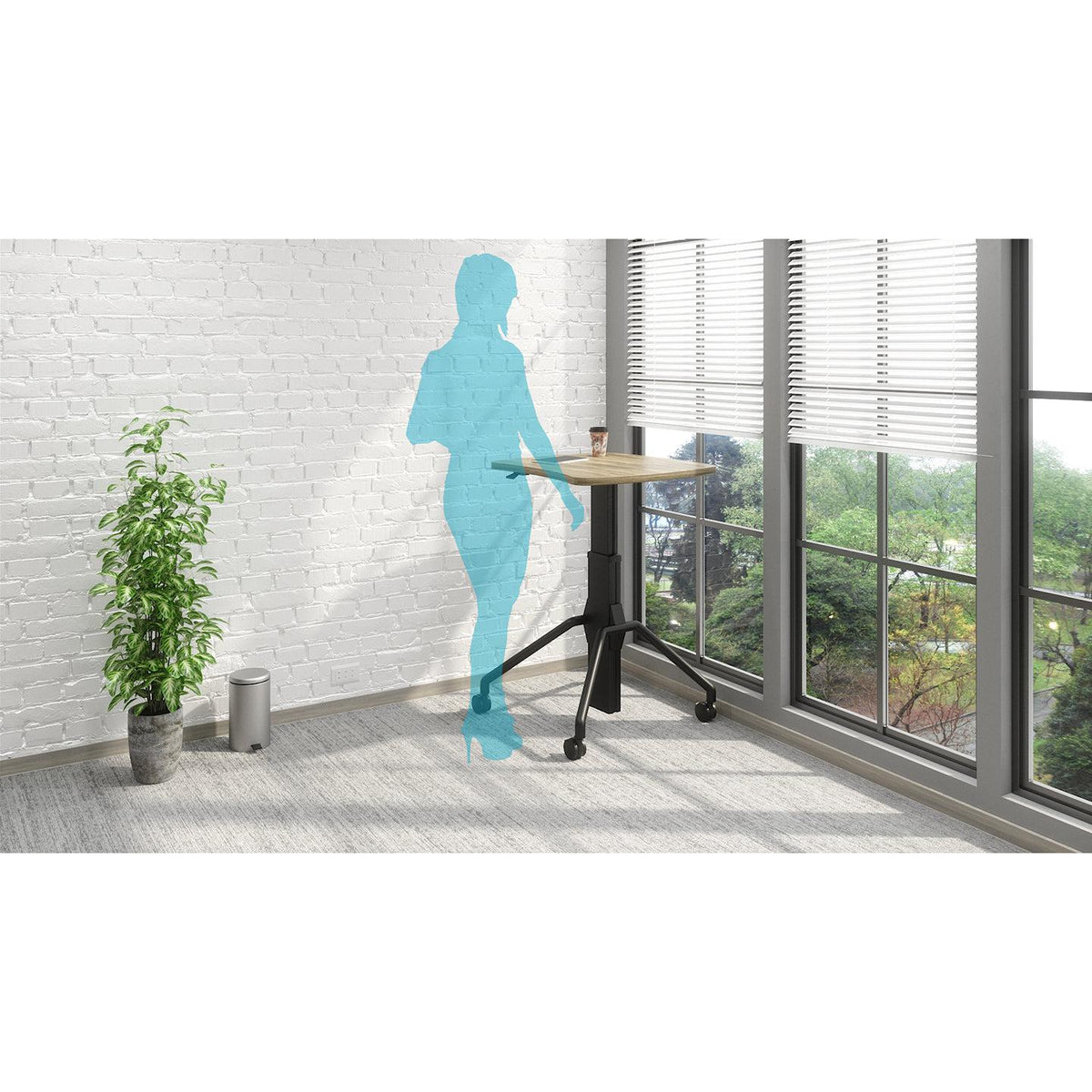 Arriba Gas Lift Height Adjustable Table, Curved Square