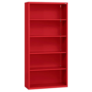 Elite Series Welded Steel 5 Shelf Bookcase, 4 Adjustable Shelves and Bottom Shelf, 36" W x 12" D x 72" H