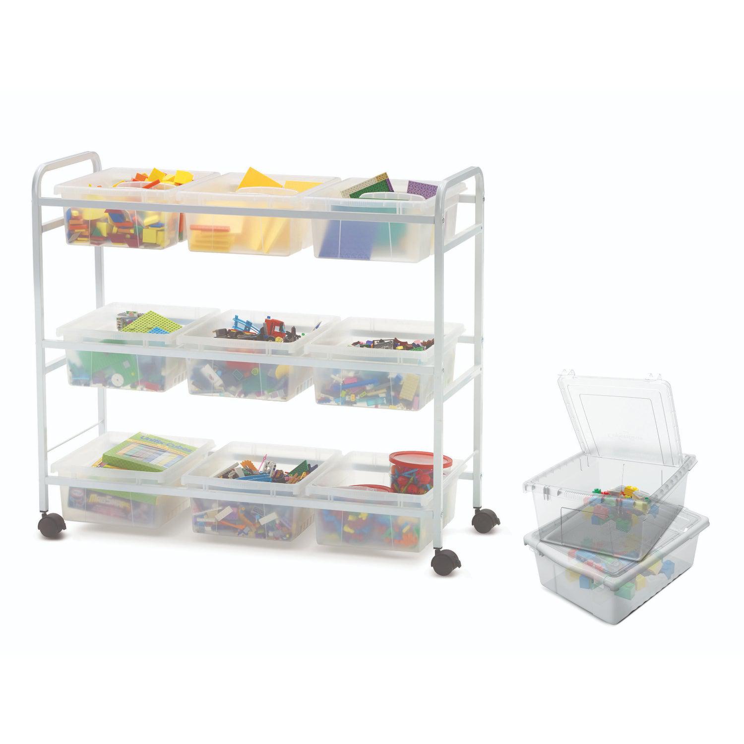 STEM Storage Cart with Clear Tubs and Lids