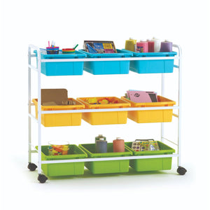 Leveled Reading Book Browser Cart with 9 Tubs,Vibrant Cool Tub Combo