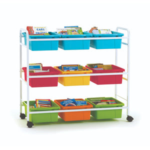 Leveled Reading Book Browser Cart with 9 Tubs, Vibrant Tub Combo