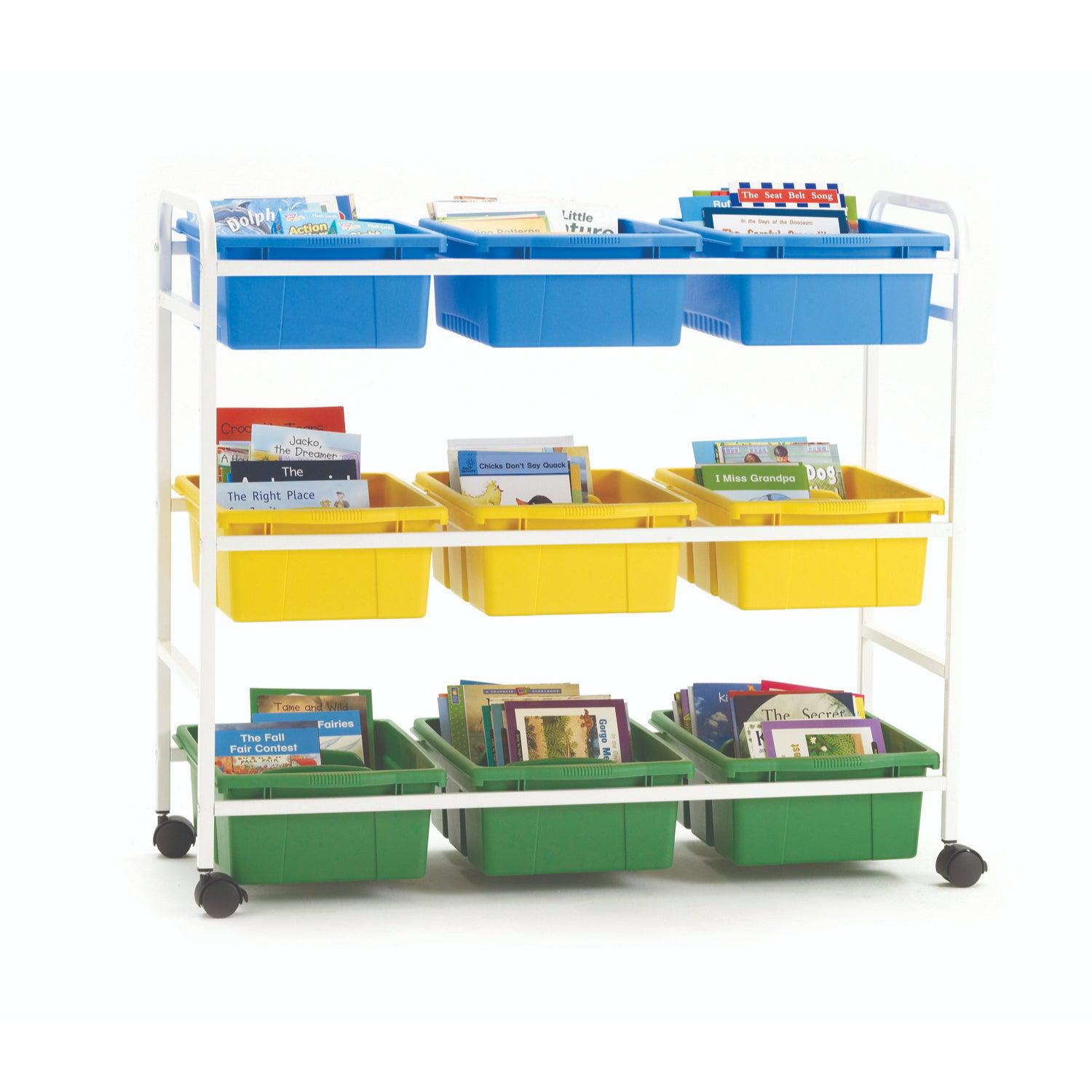 Leveled Reading Book Browser Cart with 9 Tubs, Classic Tub Combo